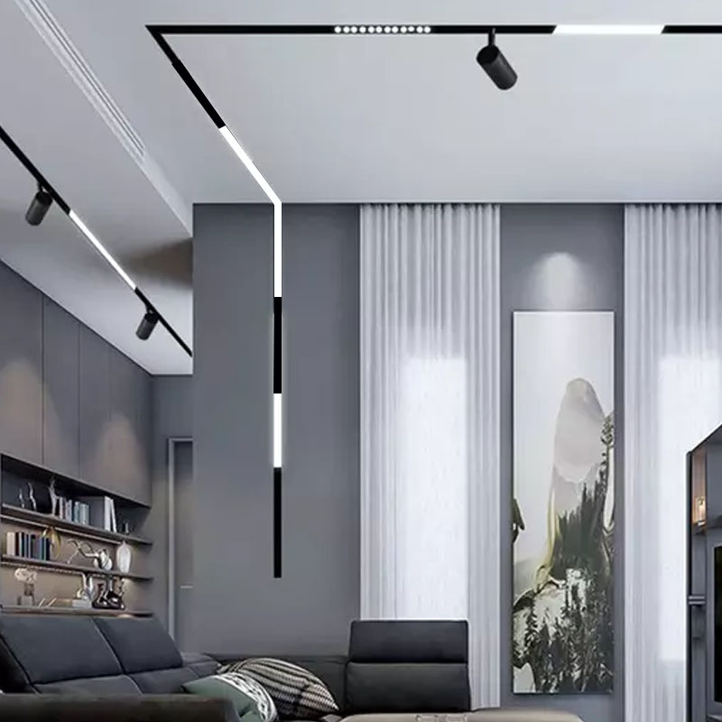 Modern Commercial Linear Tracklight Spot Lamp System 3color Floodlight Vertical Corner Light
