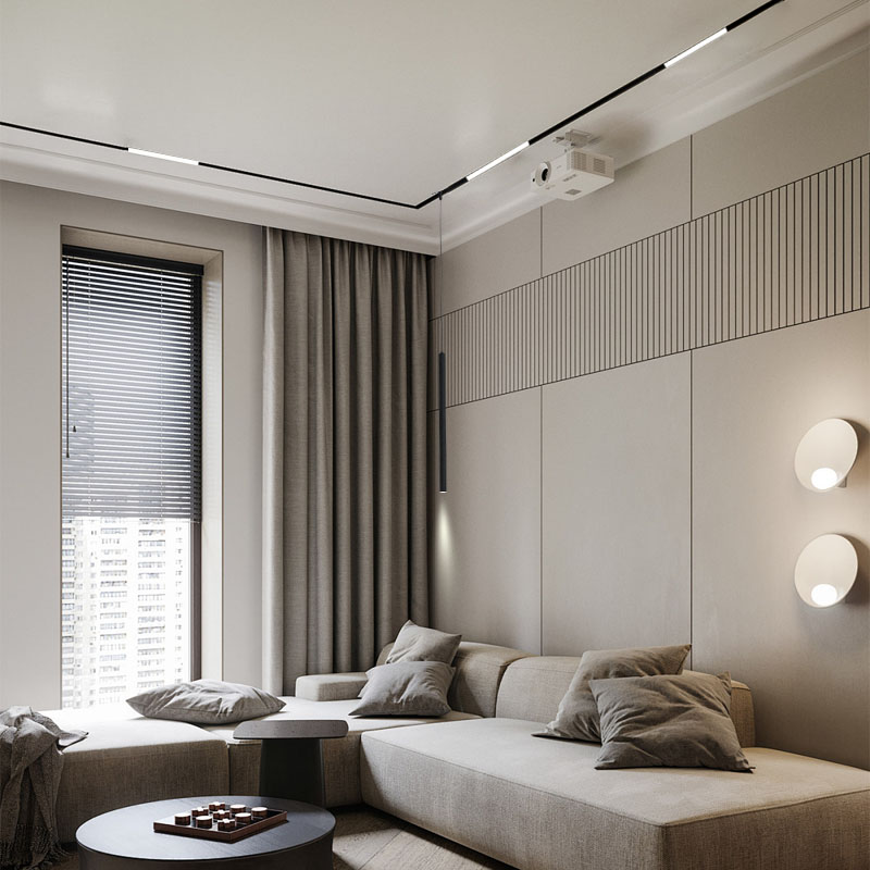 Curved Ceiling Surface Recessed Track Light Slim Design Modeling Magnetic Pendant Light
