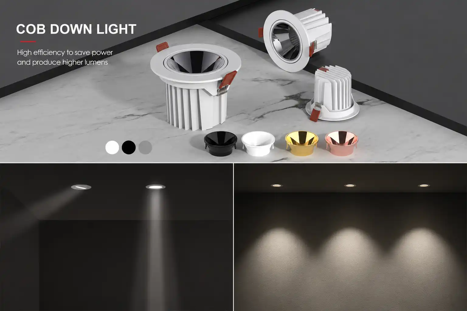 Modern recessed lighting effects and trims