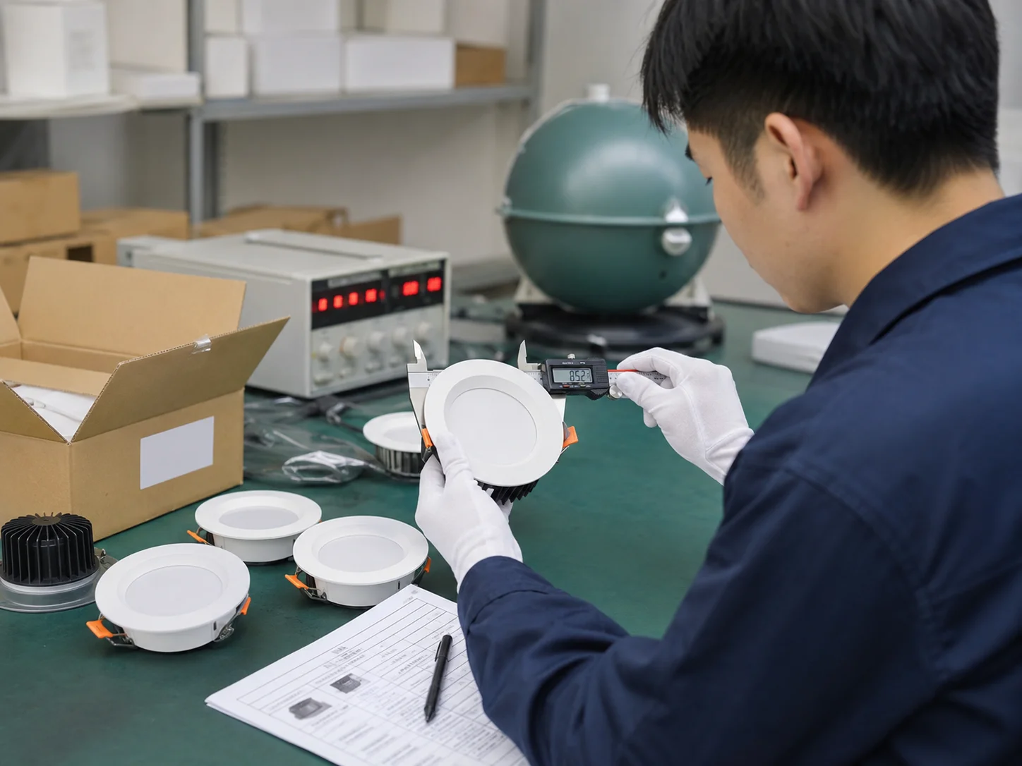 LED downlight quality inspection