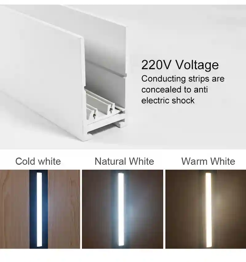 High voltage 220V magnetic track light rail system