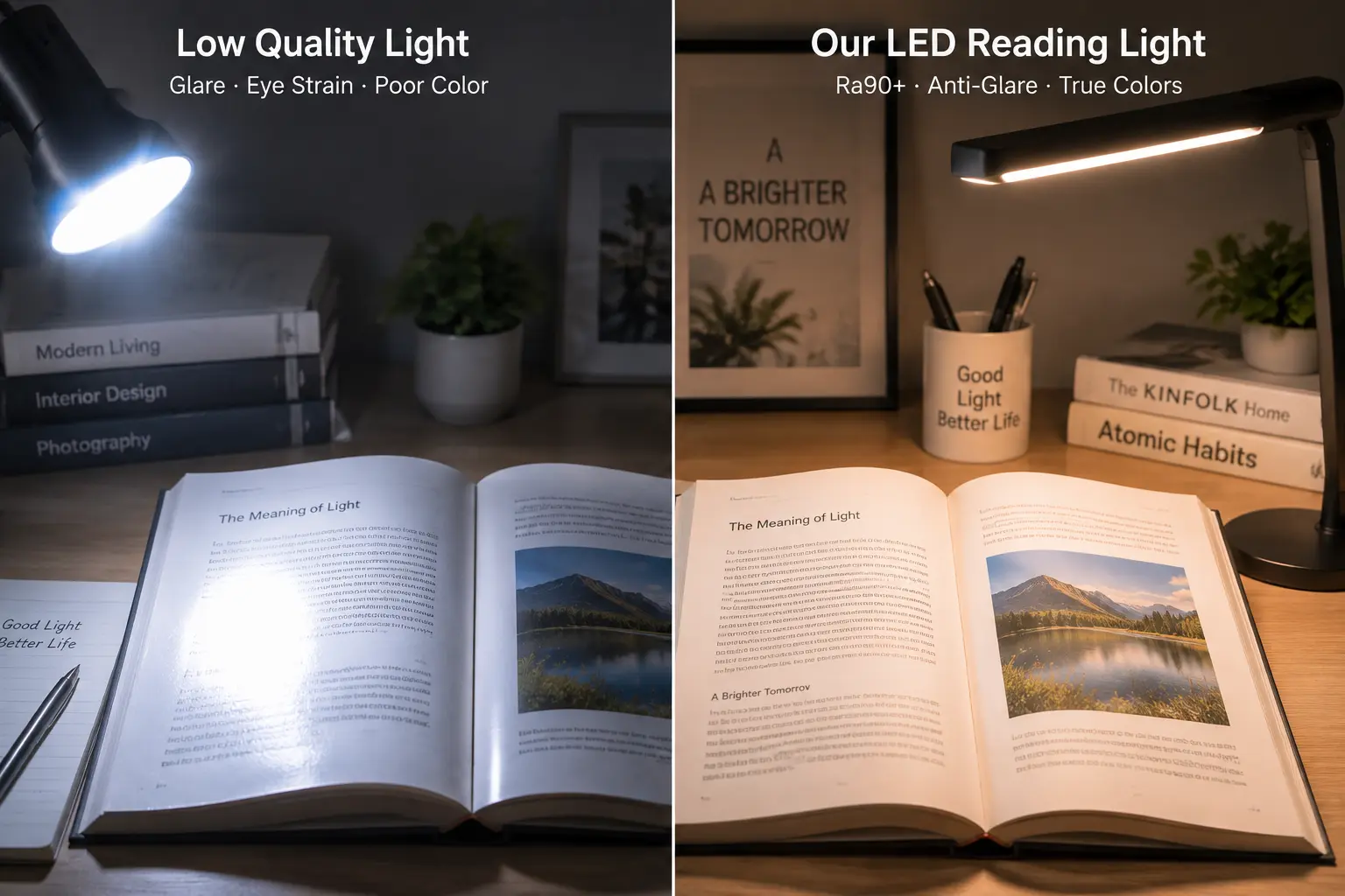 LED reading light anti-glare and CRI